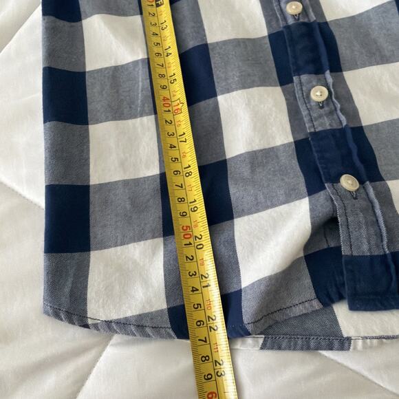 Abercrombie Boys Button Down Shirt Size 9/10 Blue White Plaid Cotton Long Sleeve - Picture 5 of 8